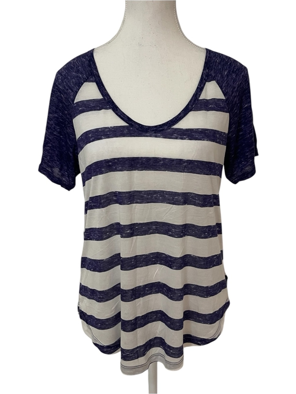 Splendid Small Navy and White Striped Short-Sleeve Scoop Neck Top